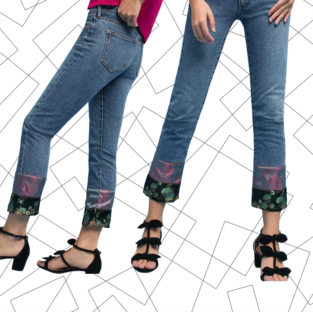 Pilcro Anthropologie Slim Boyfriend Scarf Cuff Blue Jeans Size 30